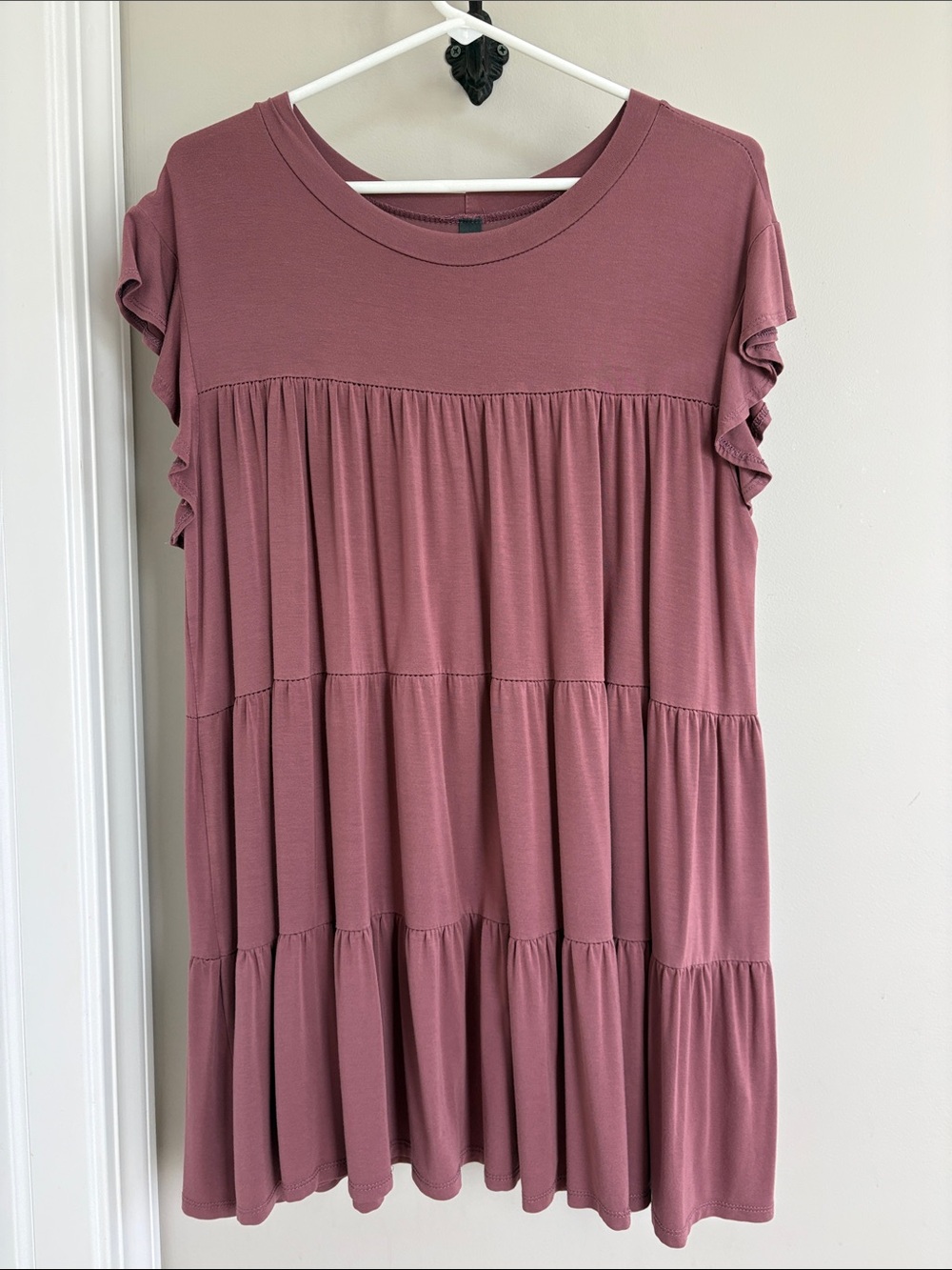 Alya Dusty Rose Knit Tiered Dress Size Small